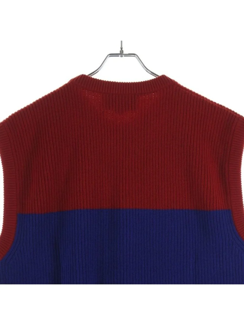 Gucci Adidas di Logo Knit Vest Kuru Neck Red Blue